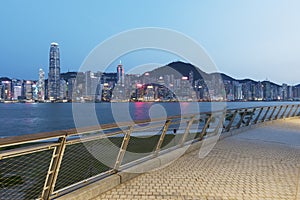 Victoria Harbor of Hong Kong city at dusk