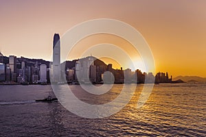 Victoria Harbor of Hong Kong at twilight