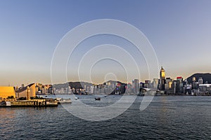 Victoria Harbor of Hong Kong at twilight