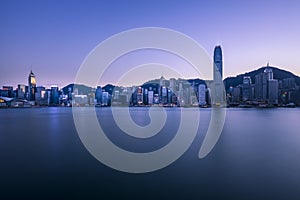 Victoria Harbor of Hong Kong at twilight