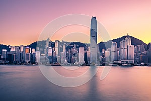 Victoria Harbor of Hong Kong at twilight