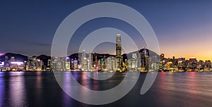 Victoria Harbor of Hong Kong at twilight