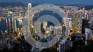 Victoria Harbour Night Scene from High Angle