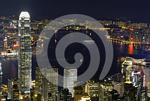 Victoria Harbour Night Scene from High Angle