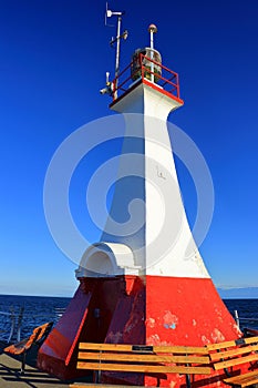 Victoria Lighthouse at the end of the Ogden Point Breakwater, Vancouver Island, British Columbia, Canada