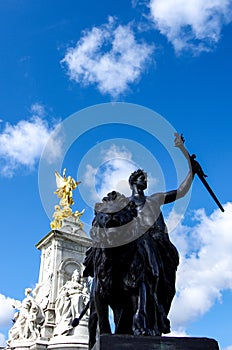 Victoria Memorial The goddess Victoria above the bronze lion