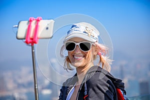 Victoria Peak traveler selfie
