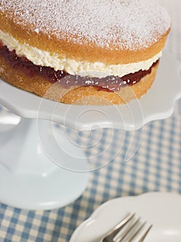 Victoria Sponge on a Cake Stand
