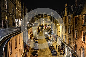 Victoria Street by Night - View from Johnston Terrace, Edinburgh photo
