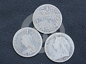 Victoria, threepence, silver, coins.