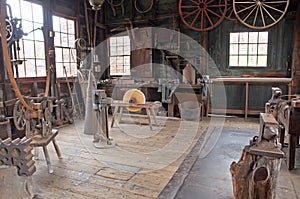 Victorian carriage wheel shop photo