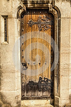 Victorian Church door and slit window photo