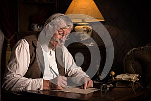 Victorian clerk working at desk