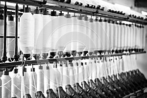 Victorian cotton mill machinery, UK. Old spinning or weaving machines in victorian cotton mill