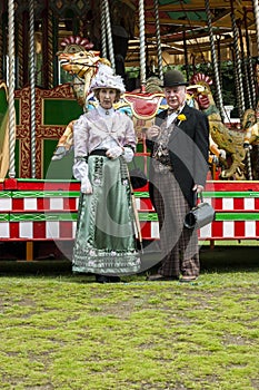 Victorian Doctor and his wife performers standing outside The fa