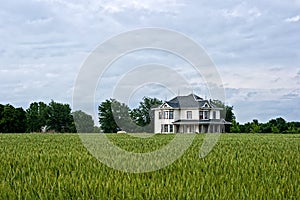 Victorian Farm House and Wheat Field