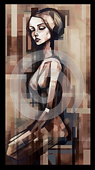 Victorian Femme Fatale In Cubist Style
