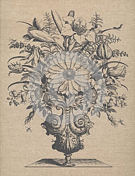 Victorian Floral Bouquet Illustration 
