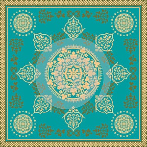 Victorian floral paisley medallion ornamental rug vector. Ethnic