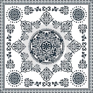 Victorian floral paisley medallion ornamental rug vector. Ethnic