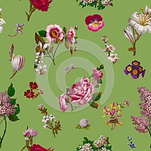 Victorian Flowers Seamless Background photo