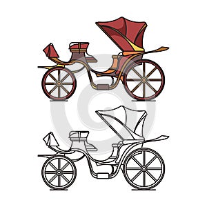 Victorian or French chariot. Retro calash or buggy