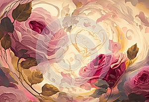 Victorian French Roses Abstract Background - Generative A