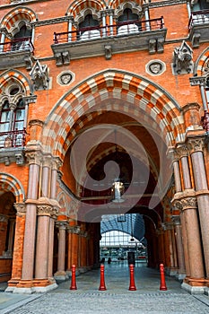 Victorian gates of St. Pancras station in London, UK