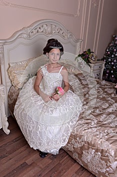 victorian girl in white dress