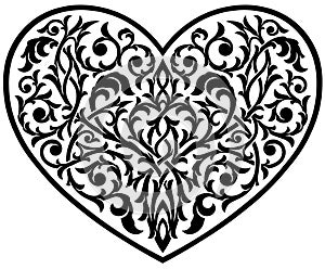 Victorian Gothic ornament within heart