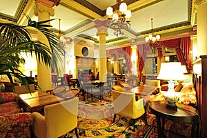 Victorian hotel lobby