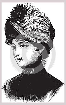 Victorian illustration of woman in hat