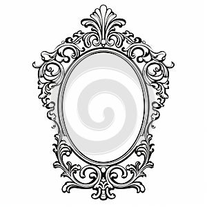 Victorian-inspired Black And White Ornate Mirror Frame