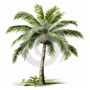 Victorian-inspired Palm Tree Illustration On White Background