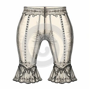 Victorian Lace Women\'s Pant: Detailed Digital Illustration In Mannerist Style