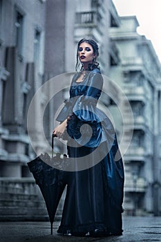 Victorian lady in blue