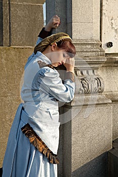 Victorian lady in graveyard