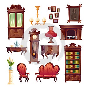 Victorian living room stuff, old classic furniture