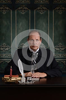 Victorian office worker at desk