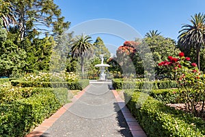 Victorian ornamental park with cupid fountain in Queen`s Garden in Nelson, New Zealand