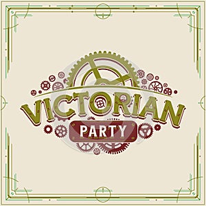 Victorian party vintage gears logo design victorian era cogwheels logotype vector on light background great for banner