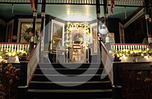 Victorian porch at Christmas