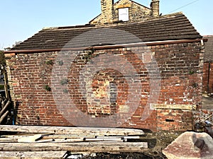 Victorian red brick building, with a slate roof in, Cleckheaton, Yorkshire, UK