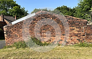 Victorian, red brick gable end in, Liversedge, Yorkshire, UK