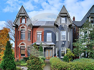Victorian semi-detached houses with gables