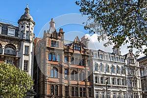 Victorian style apartment buildings in Whitehall in London, England, UK