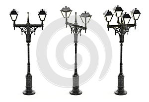 Victorian style street lamp isolated on white background. 3D illustration