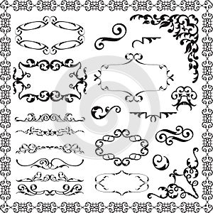 Victorian swirl elements set