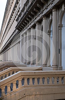 Victorian terraced buildings built of sandstone in Glasgow`s West End, Scotland UK.