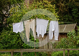 Victorian underwear hanging on the washing line.